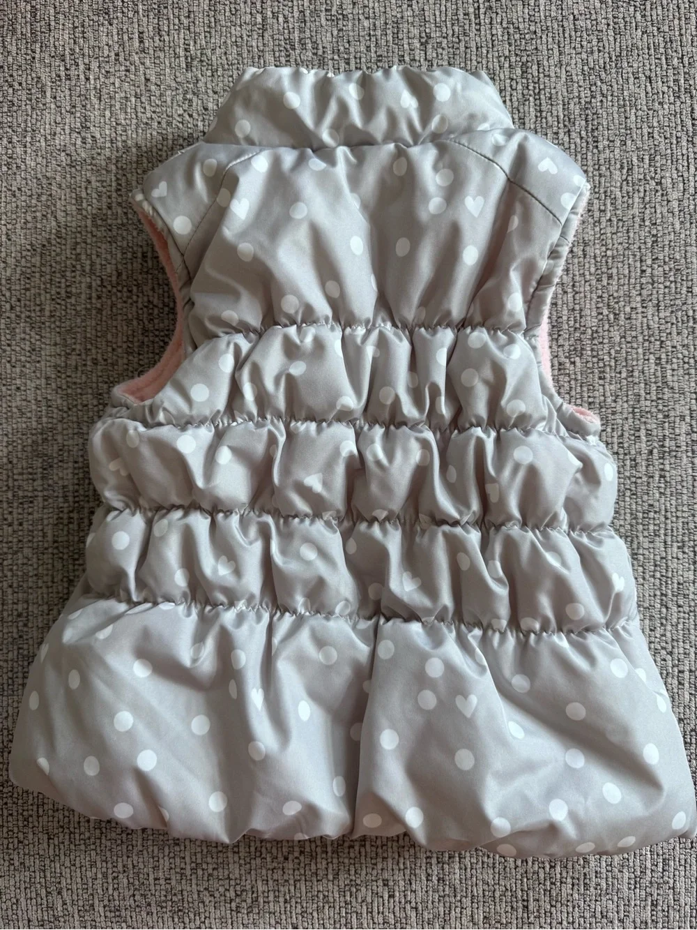 Oshkosh Girls’ Grey Polka Dot Puffer Vest 18M